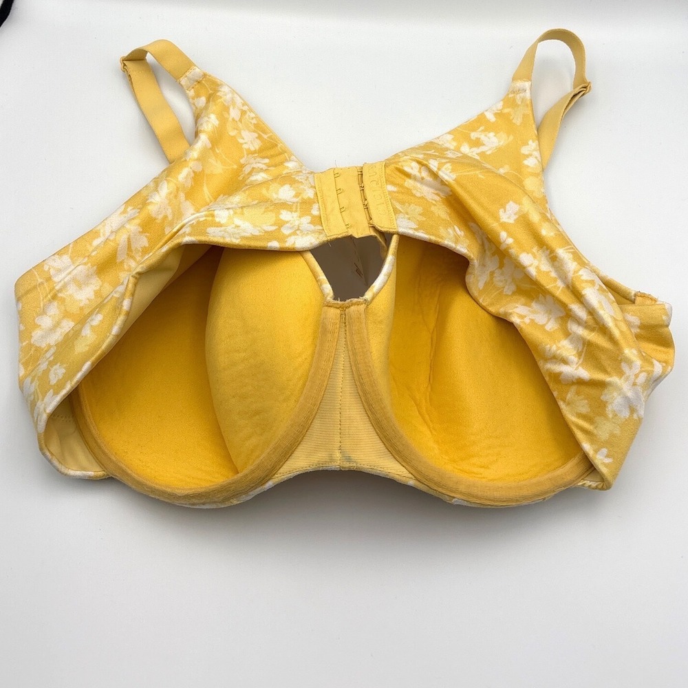 Cacique Yellow Floral Lightly Lined Balconette Bra 42DD Underwire Adjustable - Picture 6 of 10